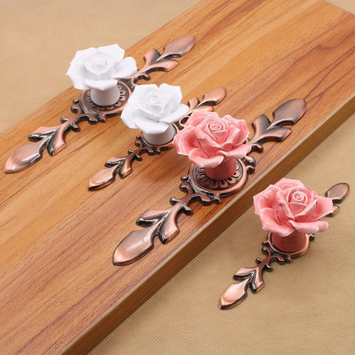 Colorful Ceramic Flower Cabinet Knobs