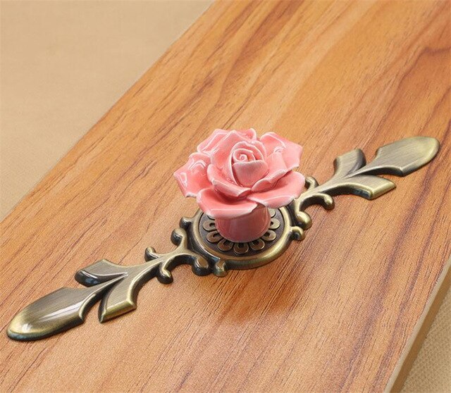Colorful Ceramic Flower Cabinet Knobs