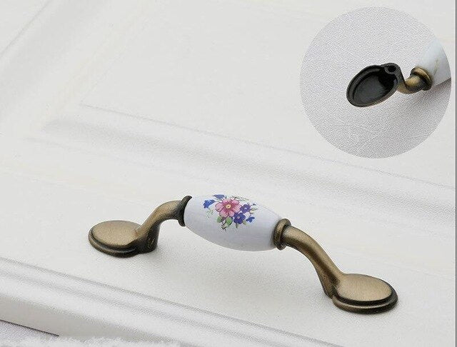 Colorful Ceramic flower Cabinet Knobs