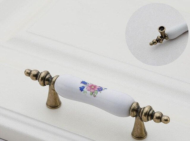 Colorful Ceramic flower Cabinet Knobs