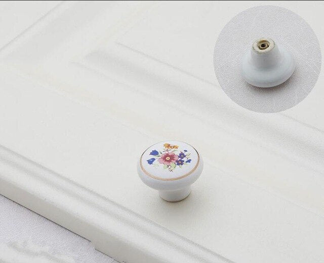 Colorful Ceramic flower Cabinet Knobs