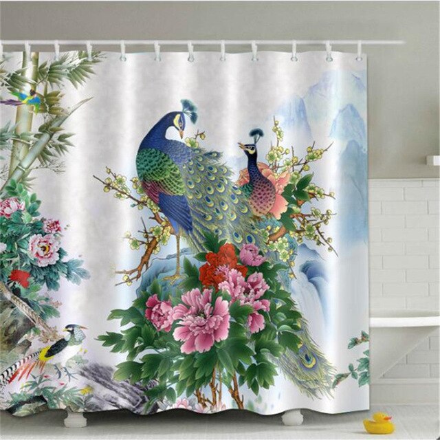 Rabbit Owl 3D Printed Shower Curtains