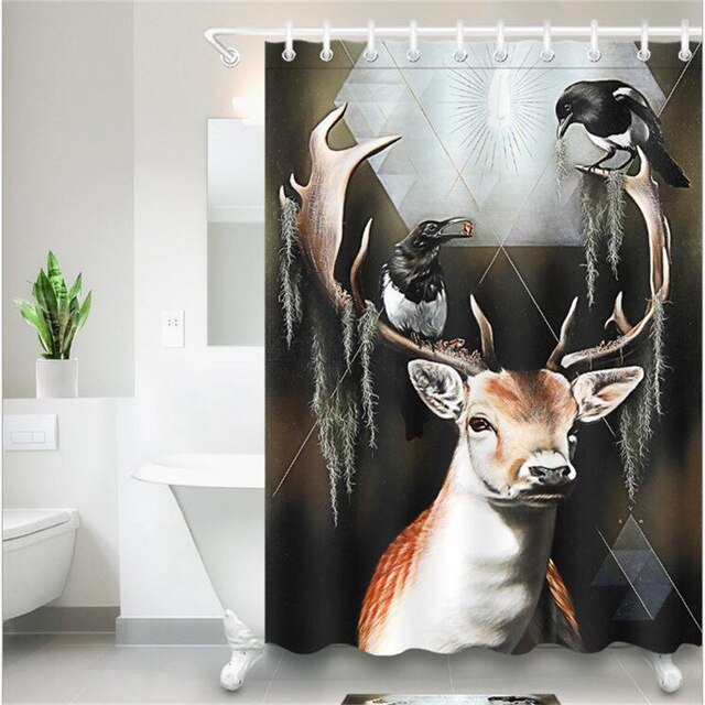 Rabbit Owl 3D Printed Shower Curtains