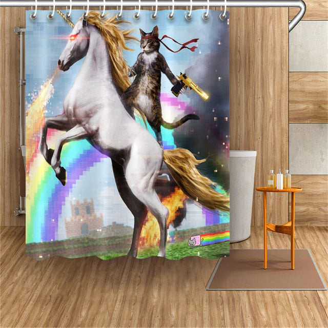 Rabbit Owl 3D Printed Shower Curtains