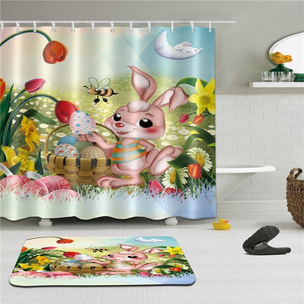 Rabbit Owl 3D Printed Shower Curtains
