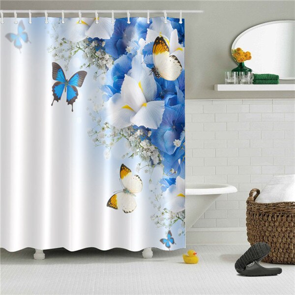 Flower butterfly 3D Printed Shower Curtains