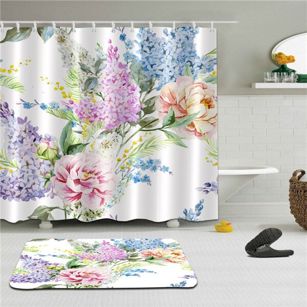 Flower butterfly 3D Printed Shower Curtains