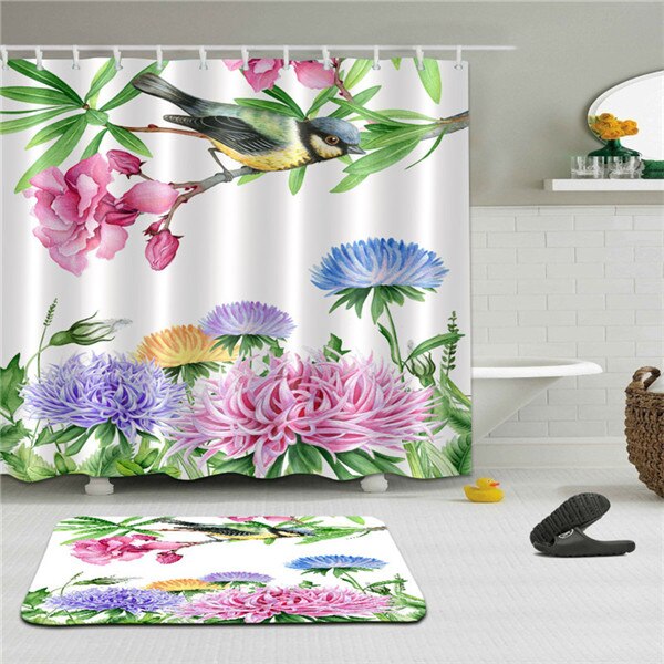 Flower butterfly 3D Printed Shower Curtains