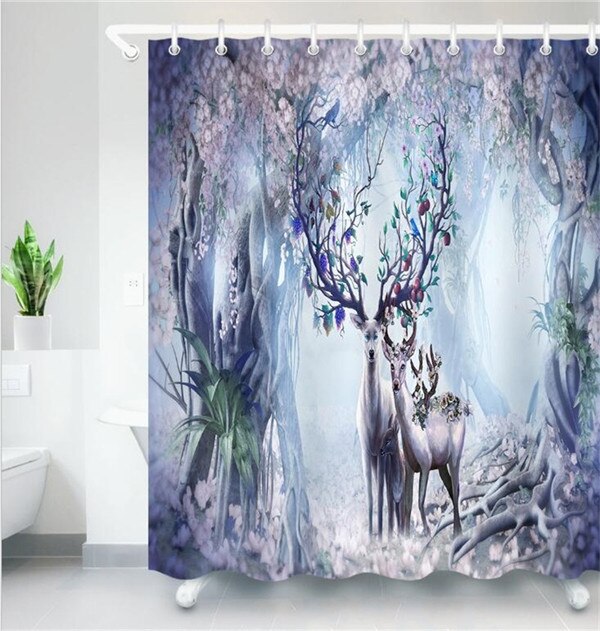 Cartoon deer 3D Printed Shower Curtains