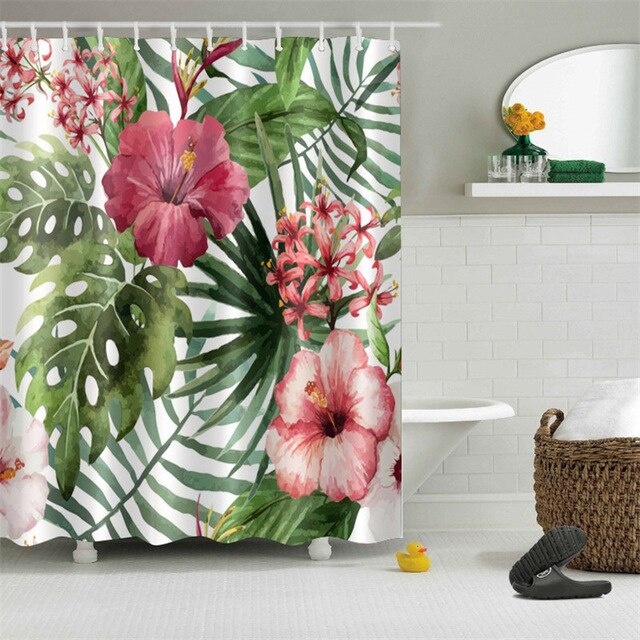 Plants Flower 3D Printed Shower Curtains