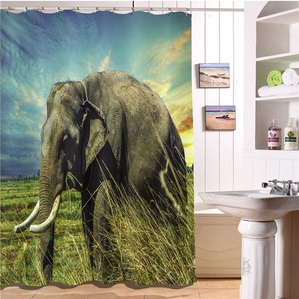 Elephant 3D Printed Shower Curtains